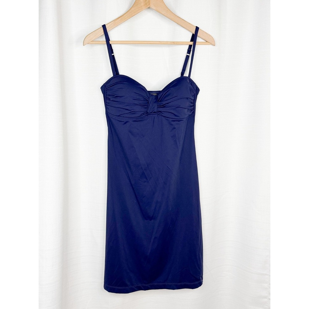 Tommy Bahama Swim Dress Womens Small Navy Ruched One Piece Swimsuit Adjustable